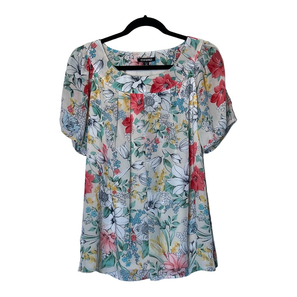 Roz & Ali floral chiffon top 1X